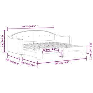 Dagbädd utdragbar ljusgrå 90x190 cm tyg
