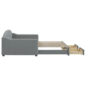 Dagbädd utdragbar med lådor ljusgrå 100x200 cm tyg