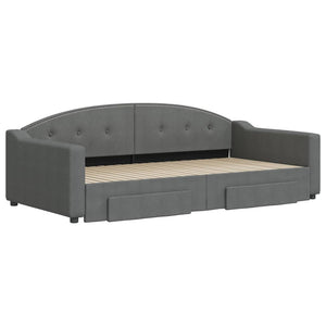 Dagbädd utdragbar med lådor mörkgrå 100x200 cm tyg