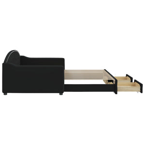 Dagbädd utdragbar med lådor svart 100x200 cm tyg