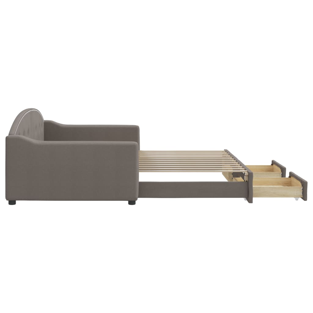 Dagbädd utdragbar med lådor taupe 100x200 cm tyg