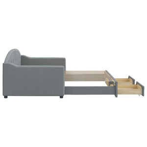 Dagbädd utdragbar med lådor ljusgrå 90x190 cm tyg