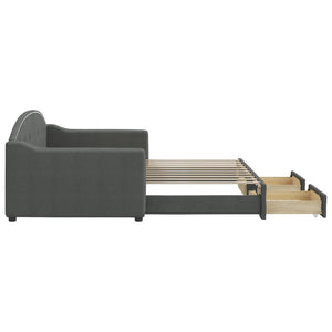 Dagbädd utdragbar med lådor mörkgrå 90x190 cm tyg