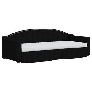 Dagbädd utdragbar med lådor svart 80x200 cm tyg