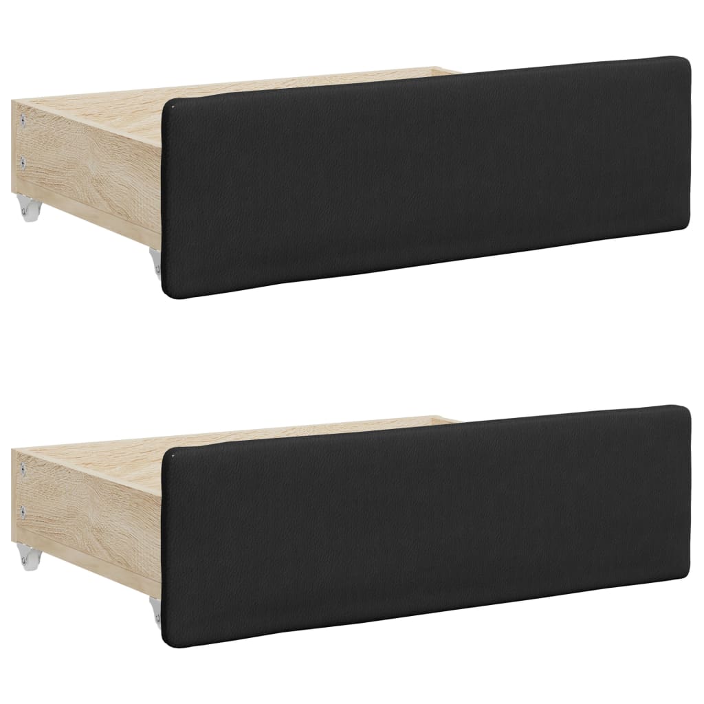 Dagbädd utdragbar med lådor svart 90x200 cm konstläder