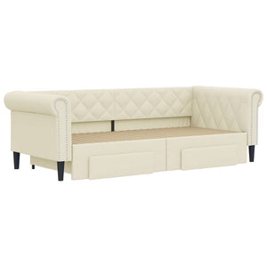 Dagbädd utdragbar med lådor gräddvit 90x200 cm konstläder