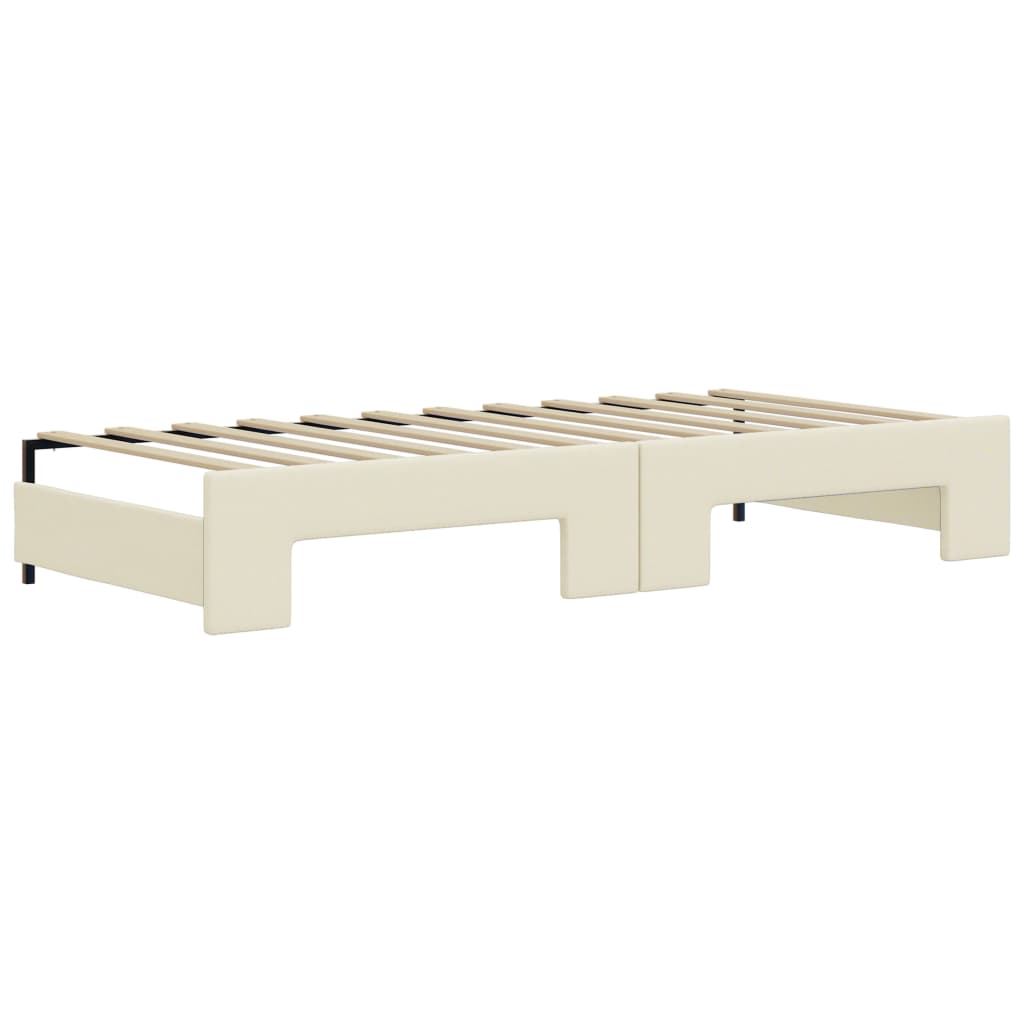 Dagbädd utdragbar med lådor gräddvit 90x200 cm konstläder