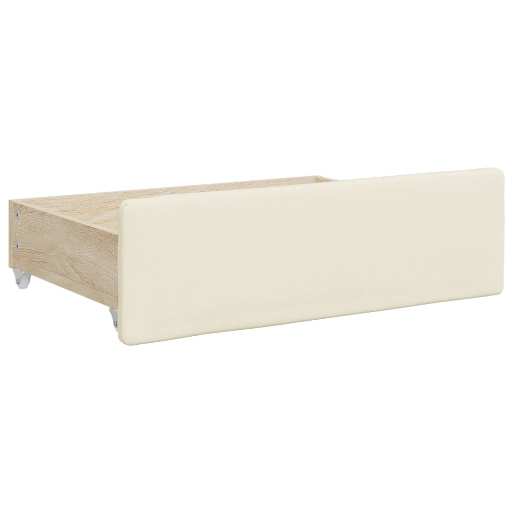 Dagbädd utdragbar med lådor gräddvit 90x200 cm konstläder