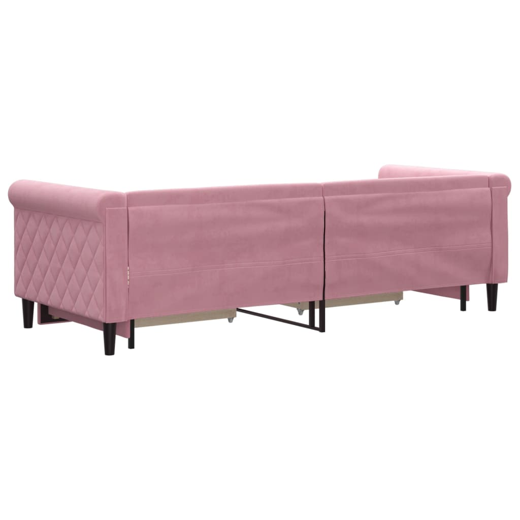 Dagbädd utdragbar med lådor rosa 80x200 cm sammet