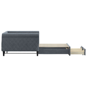 Dagbädd utdragbar med lådor mörkgrå 100x200 cm sammet