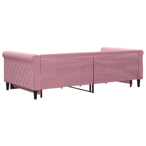 Dagbädd utdragbar med lådor rosa 100x200 cm sammet