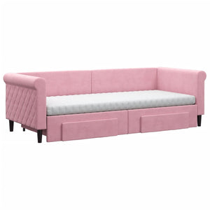 Dagbädd utdragbar med lådor rosa 80x200 cm sammet