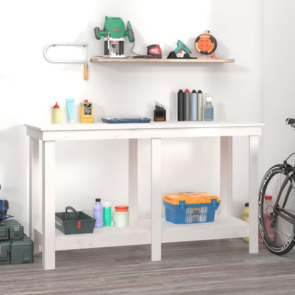 Skobänk vit 140x50x80 cm massiv furu