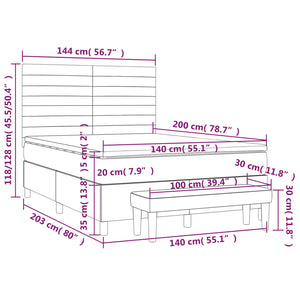Ramsäng med madrass mörkbrun 140x200 cm tyg