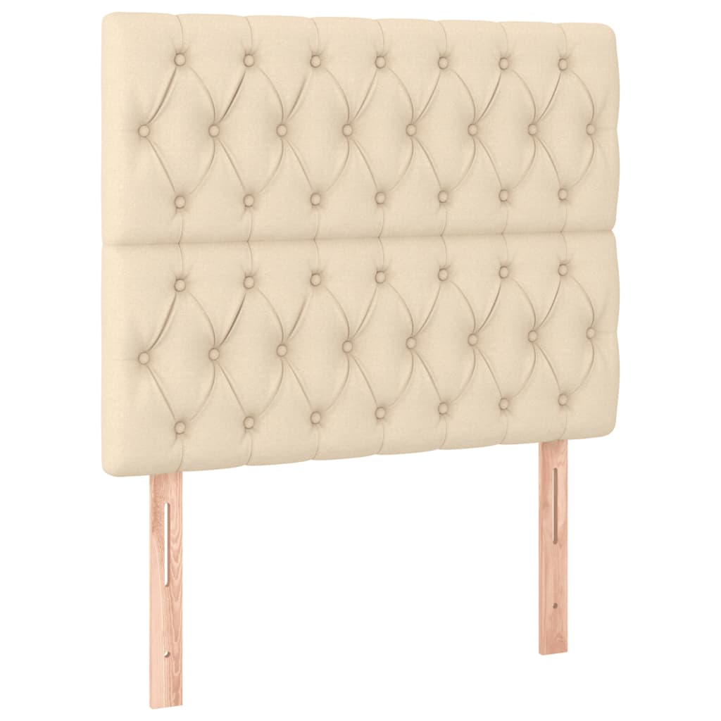 Ramsäng med madrass gräddvit 90x190 cm tyg