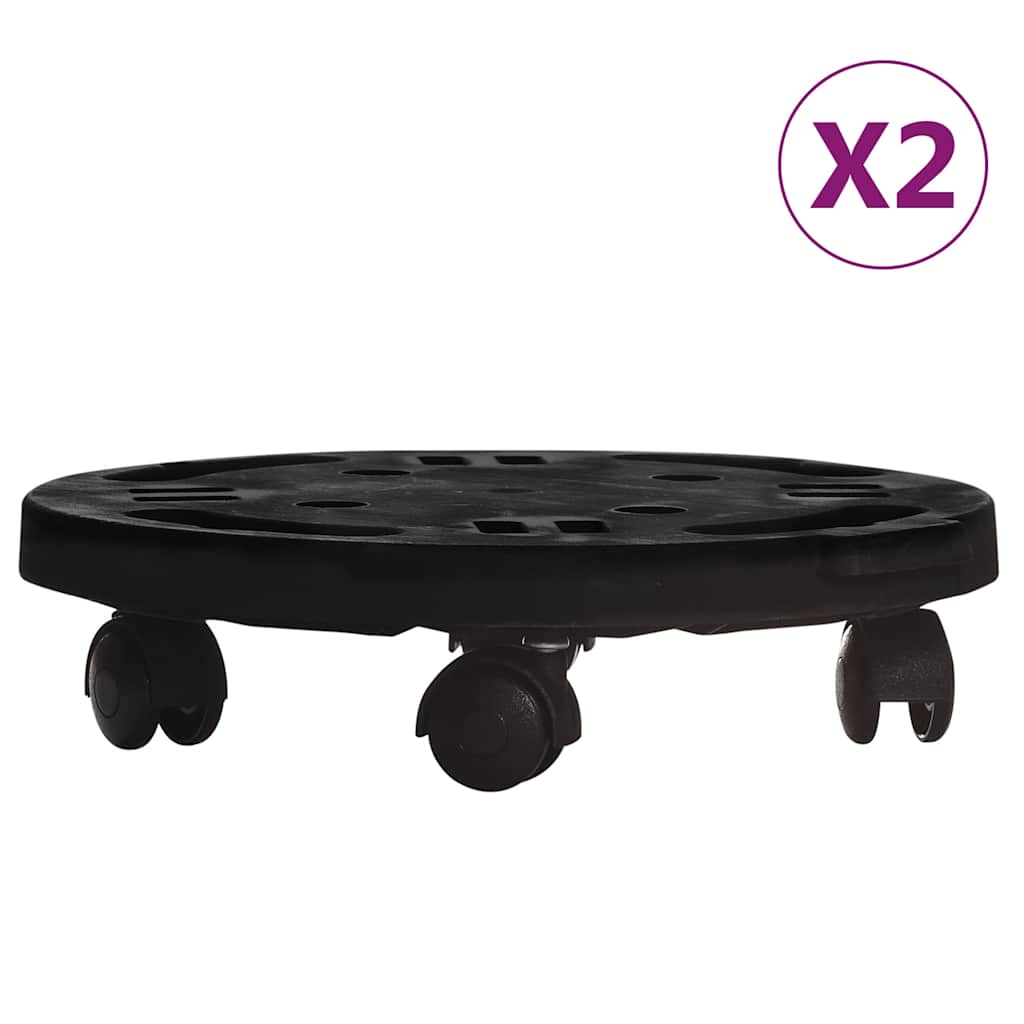 Blomvagnar med hjul 2 st diameter 30 cm svart 170 kg