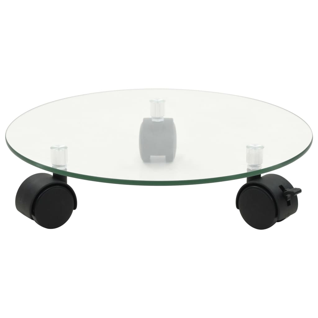 Växtställ på hjul 4 st 28 cm härdat glas rund