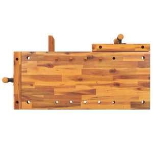 Arbetsbänk med skruvstycken 92x48x83 cm massivt akaciaträ