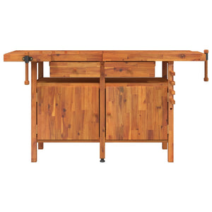 Arbetsbänk med låda och skruvstycken 162x62x83 cm akaciaträ