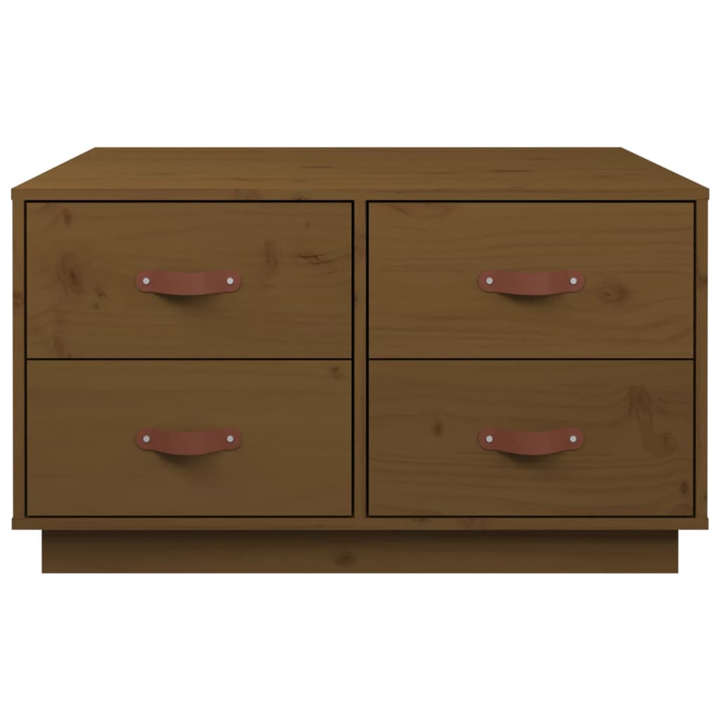 Soffbord honungsbrun 80x80x45 cm massiv furu