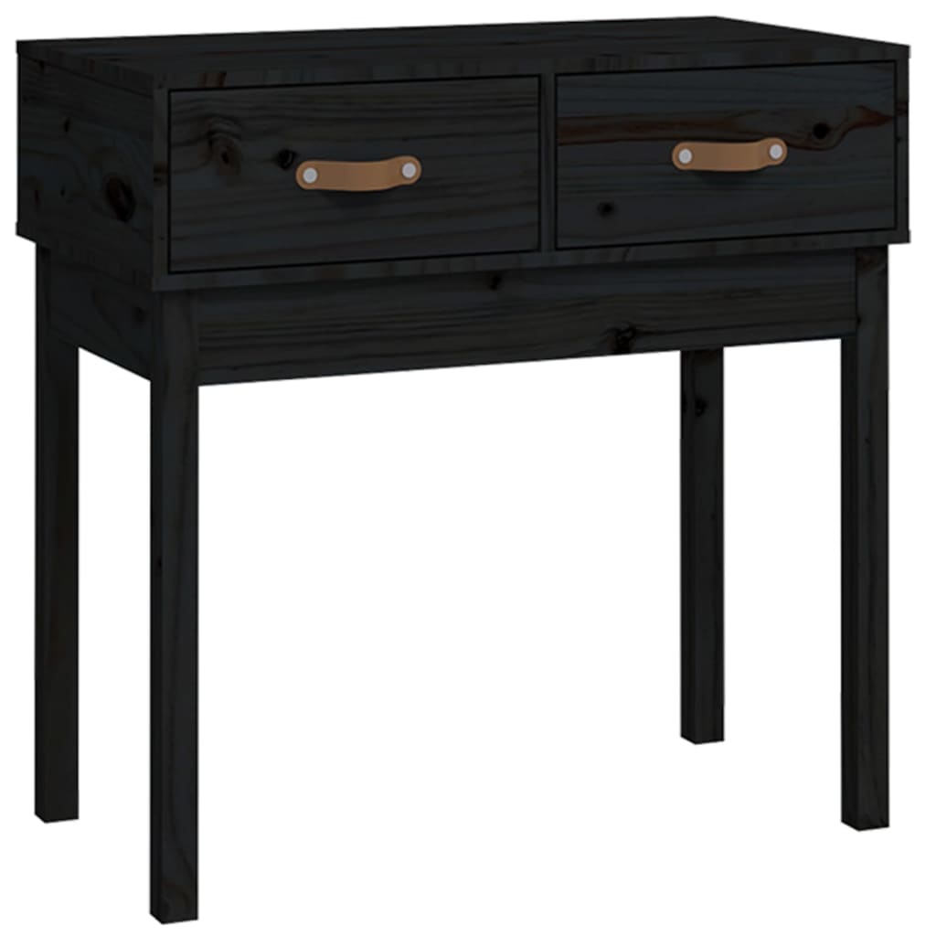 Konsolbord svart 76,5x40x75 cm massiv furu