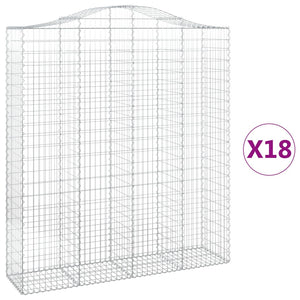Gabioner bågformade 18 st 200x50x220/240 cm galvaniserat järn