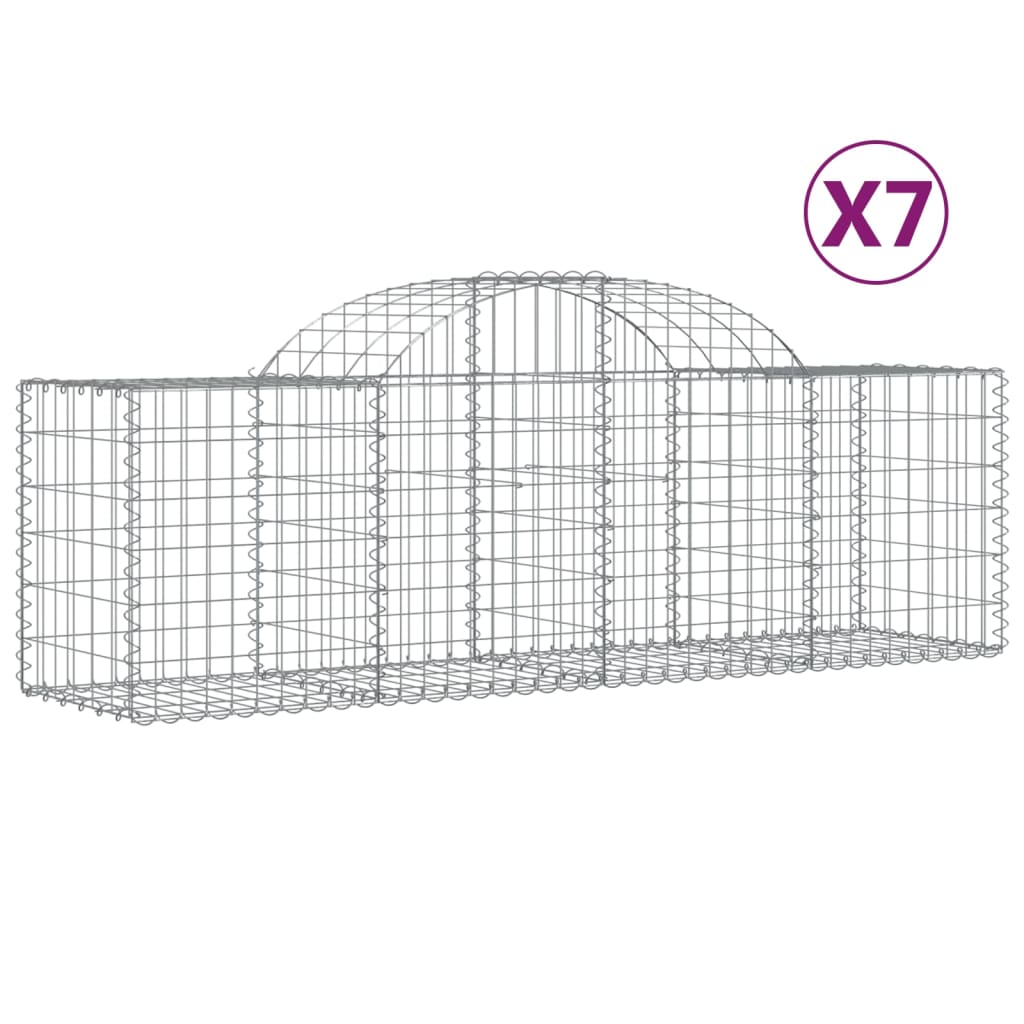 Gabioner bågformade 7 st 200x50x60/80 cm galvaniserat järn