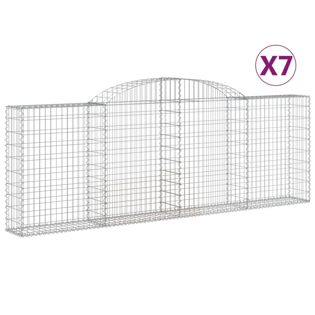 Gabioner bågformade 7 st 300x30x100/120 cm galvaniserat järn