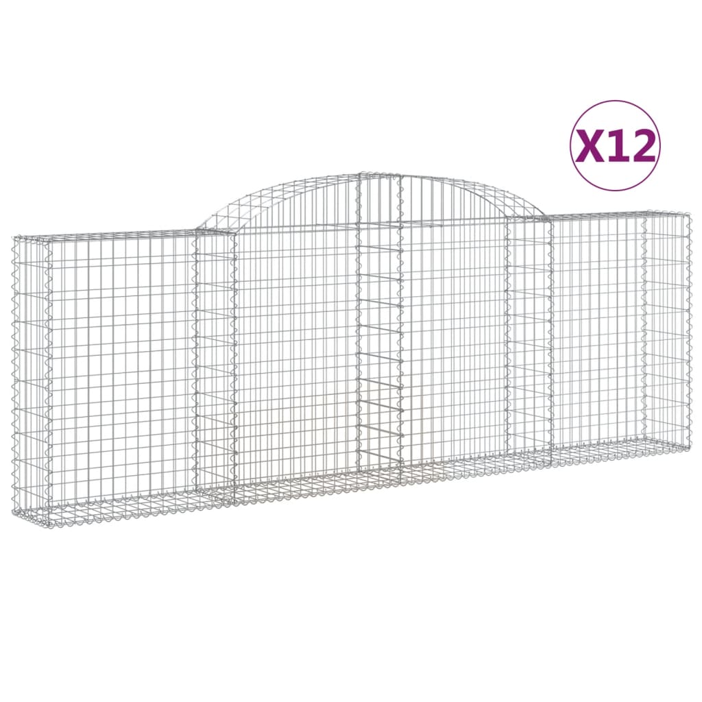 Gabioner bågformade 12 st 300x30x100/120 cm galvaniserat järn