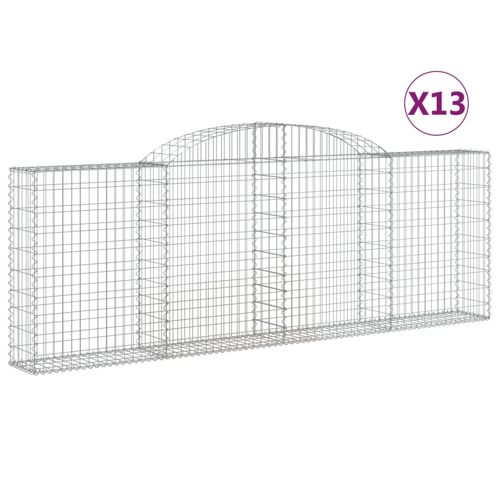 Gabioner bågformade 13 st 300x30x100/120 cm galvaniserat järn