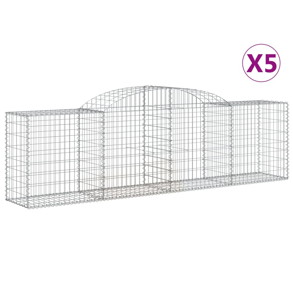 Gabioner bågformade 5 st 300x50x80/100 cm galvaniserat järn
