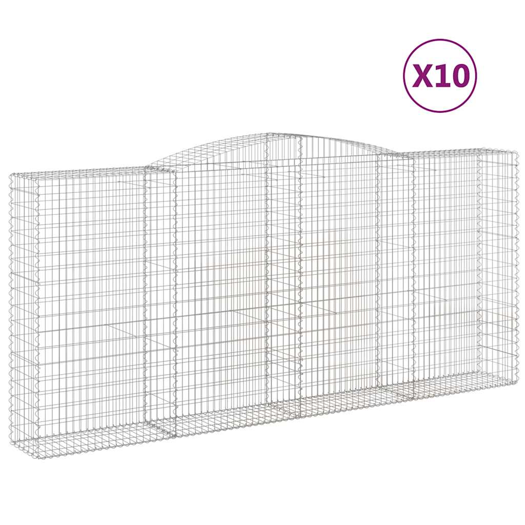 Gabioner bågformade 10 st 400x50x180/200 cm galvaniserat järn