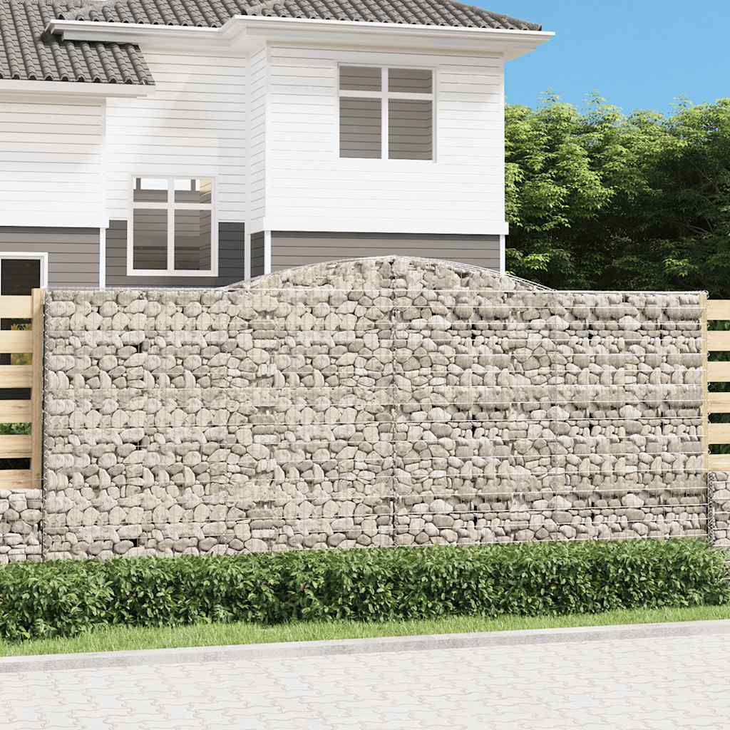 Gabioner bågformade 10 st 400x50x180/200 cm galvaniserat järn