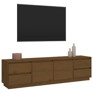 Tv-bänk honungsbrun 176x37x47,5 cm massiv furu