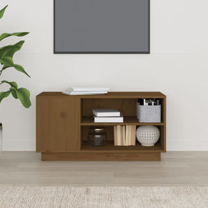 Tv-bänk honungsbrun 80x35x40,5 cm massiv furu