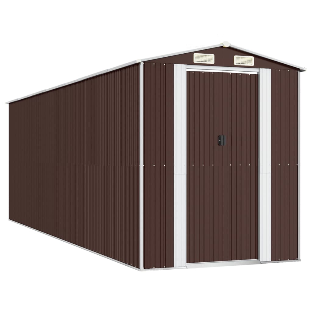 Trädgårdsskjul mörkbrun 192x606x223 cm galvaniserat stål