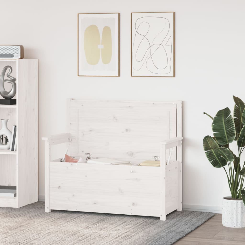 Bänk vit 112,5x51,5x96,5 cm massiv furu