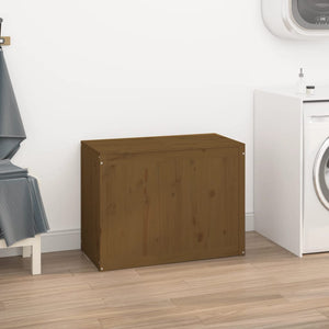 Tvättkorg honungsbrun 88,5x44x66 cm massiv furu
