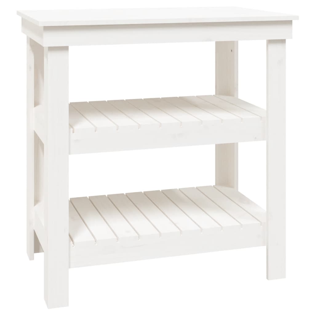 Arbetsbänk med hylla Vit 78,5 x 50 x 80 cm Massiv furu