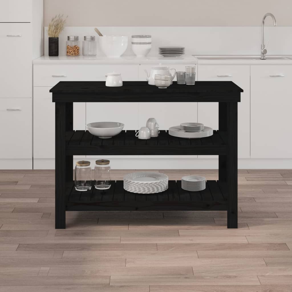 Skobänk svart 110,5x50x80 cm massiv furu