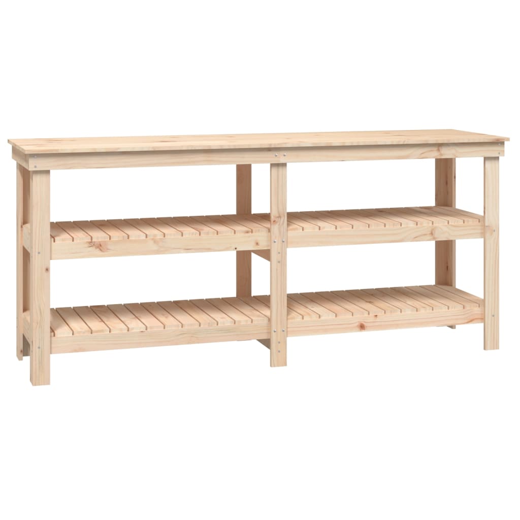 Arbetsbänk med hylla Naturlig 181 x 50 x 80 cm Massiv furu
