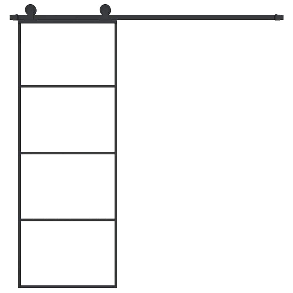 Skjutdörr med beslagset ESG glas och aluminium 76x205 cm