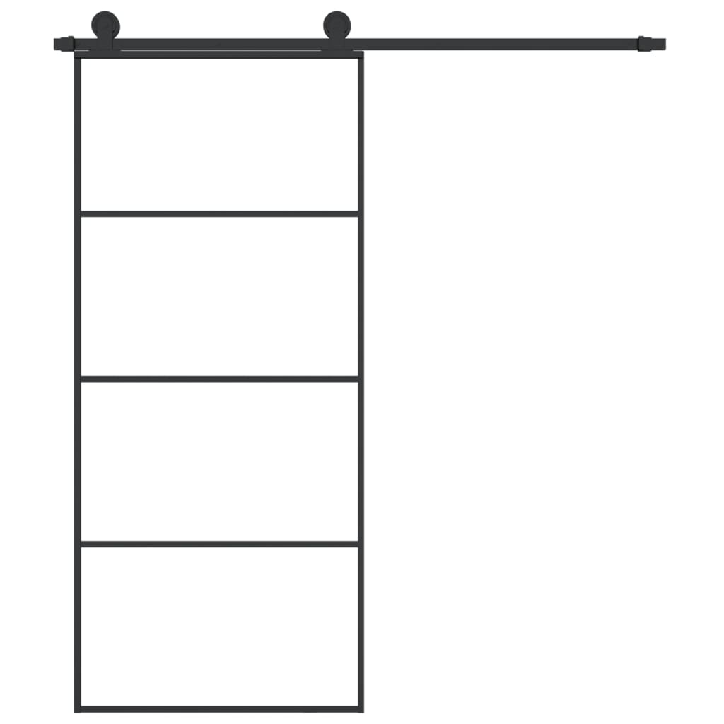 Skjutdörr med beslagset ESG glas och aluminium 90x205 cm