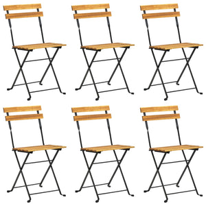 Hopfällbara trädgårdsstolar 6 st stål och massivt akaciaträ
