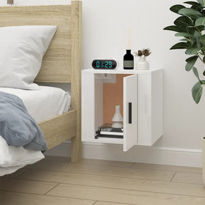 Väggmonterad tv-bänk vit högglans 40x34,5x40 cm