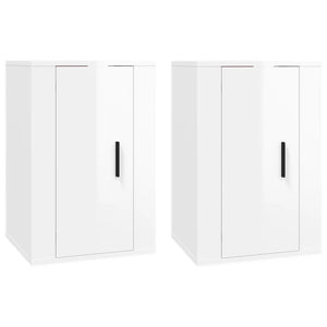 Väggmonterade tv-skåp 2 st vit högglans 40x34,5x60cm