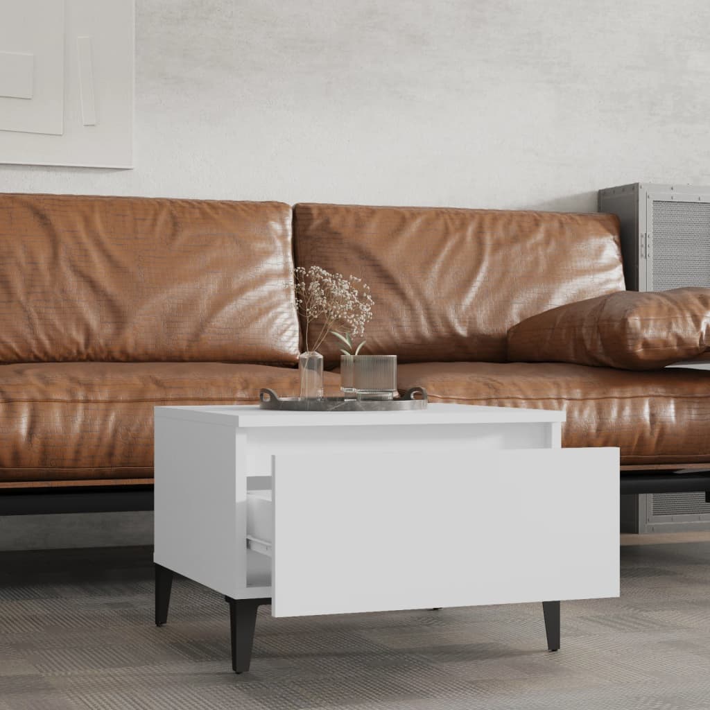 Sidobord 2 st vit 50x46x35 cm konstruerat trä