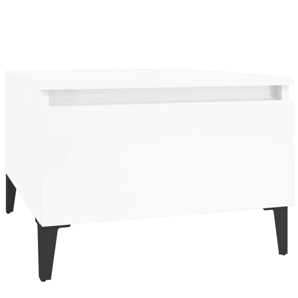 Sidobord vit högglans 50x46x35 cm konstruerat trä