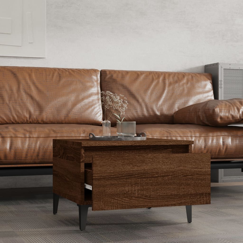 Sidobord brun ek 50x46x35 cm konstruerat trä