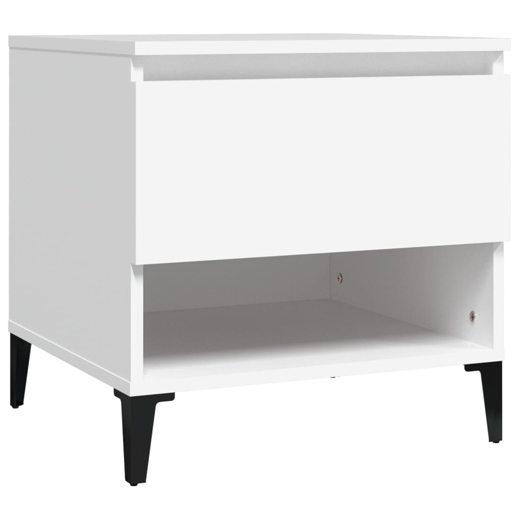 Sängbord vit 50x46x50 cm konstruerat trä